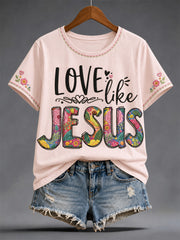 Women's Christian Jesus Print Casual Tee