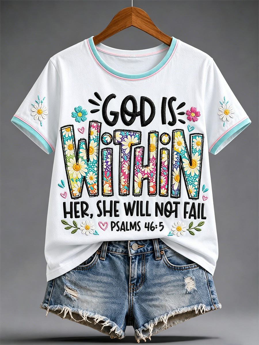 Women's Christian Jesus Print Casual Tee