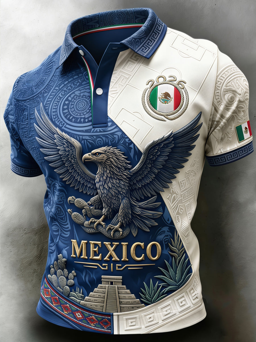 Men's Mexican Soccer Match Art Print Short-Sleeve Polo Shirt