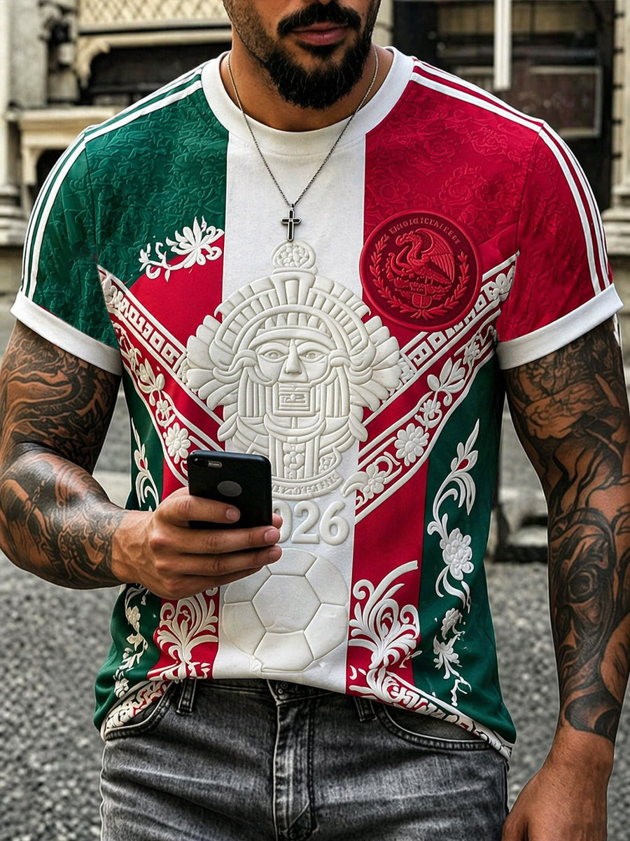 Men's Mexican Football Match Art Print T-shirt