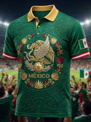 Men's Mexican Football Fan Casual Printed Polo Shirt