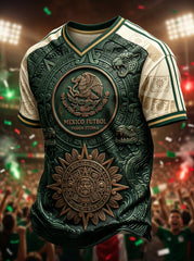 Men's Mexican Football Fan Casual Printed T-shirt