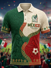 Men's Mexican Football Fan Casual Printed Polo Shirt