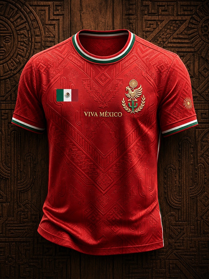Men's Mexico Football Lover Art Printed T-shirt