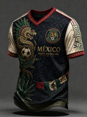 Men's Mexican Football Fan Casual Printed T-shirt
