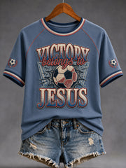 Women's Christian Jesus Football Print Casual Tee