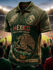 Men's Mexican Football Fan Casual Printed Polo Shirt