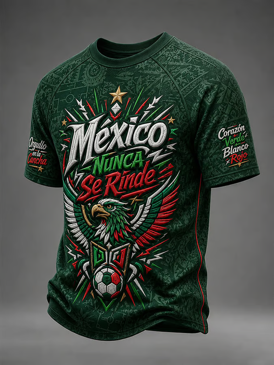Men's Mexico Football Lover Art Printed short sleeve t-shirt