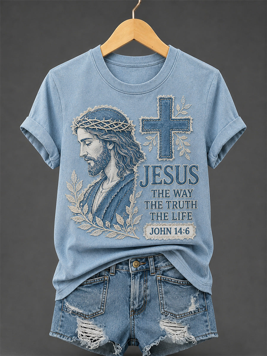 Women's Christian Jesus The Way The Truth The Life Print Casual Tee