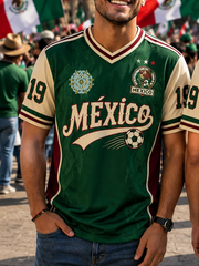 Men's Mexico Pride Art Printed V-neck T-shirt