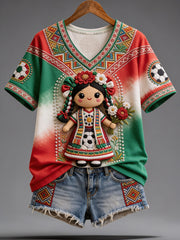Women's Mexico Soccer Fan Graphic Casual T-Shirt