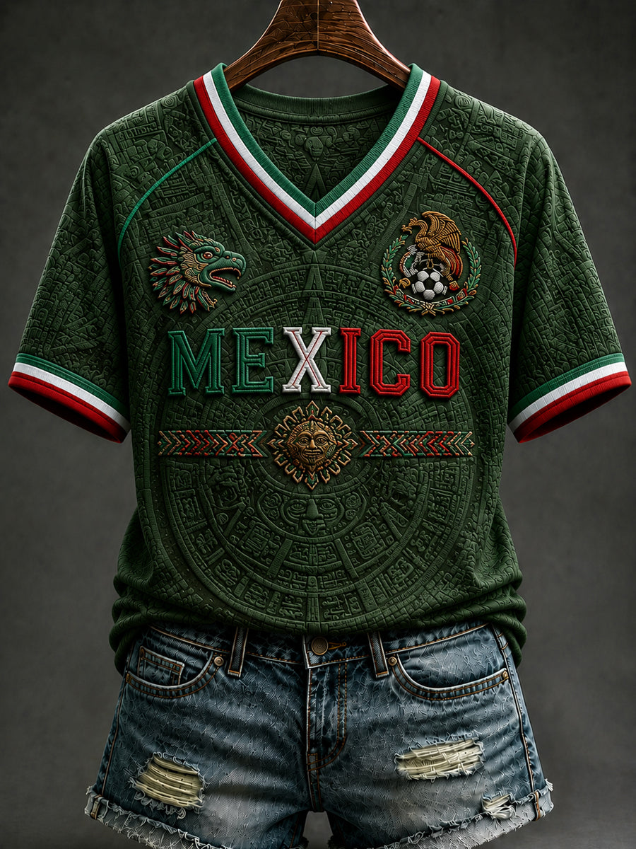 Damen-T-Shirt mit mexikanischem Fußballfan-Print, lässig geschnitten