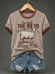 Women's Christian He Left The 99 To Find Me Print Casual Tee