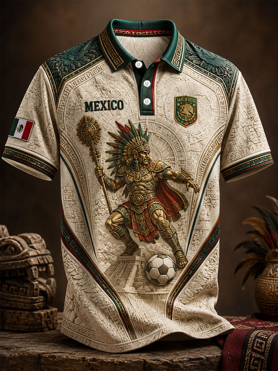 Men's Mexico Football Lover Art Printed Casual Tops