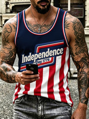 Men’s Independence Day Patriotic Embroidered Casual Vest