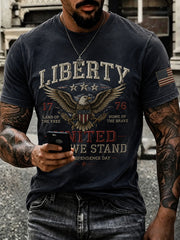 Men’s Patriotic Independence Day Embroidered Casual Short-Sleeve T-Shirt