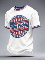 Men’s Patriotic Independence Day Embroidered Casual Short-Sleeve T-Shirt