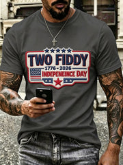 Men’s Patriotic Independence Day Embroidered Casual Short-Sleeve T-Shirt