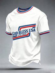 Men’s Patriotic Independence Day Embroidered Casual Short-Sleeve T-Shirt