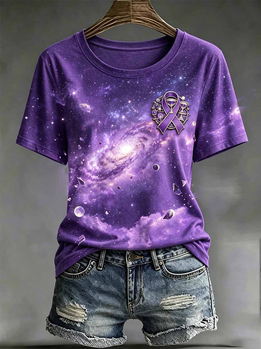 Women's Purple Alzheimer's Awareness Print T-Shirt