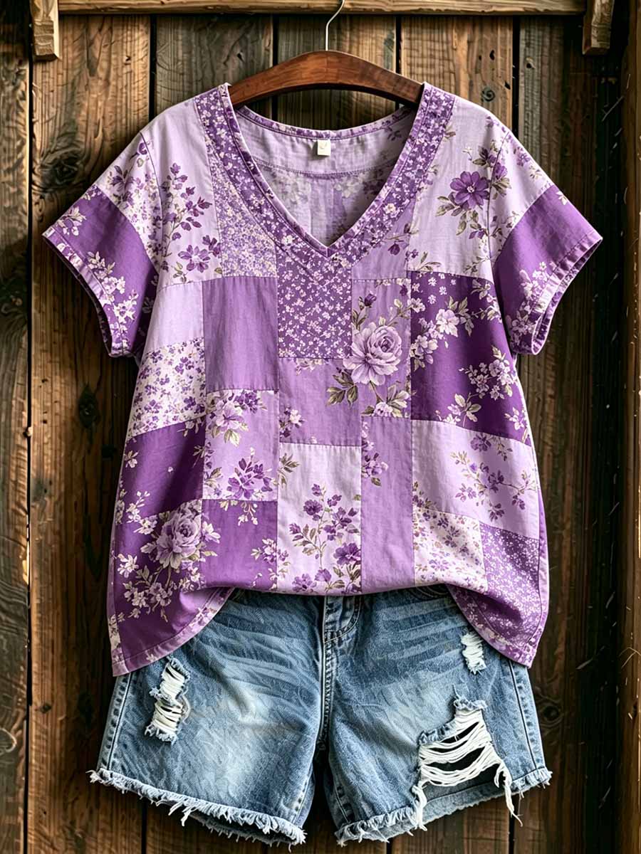 Women's Purple Alzheimer's Awareness Print T-Shirt
