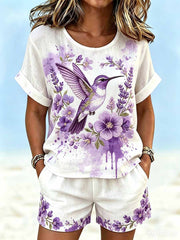 Women's Purple Alzheimer's Awareness Print T-Shirt Set