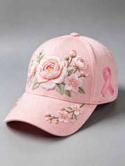 Women's Retro Breast Cancer Awareness Floral Print Hat