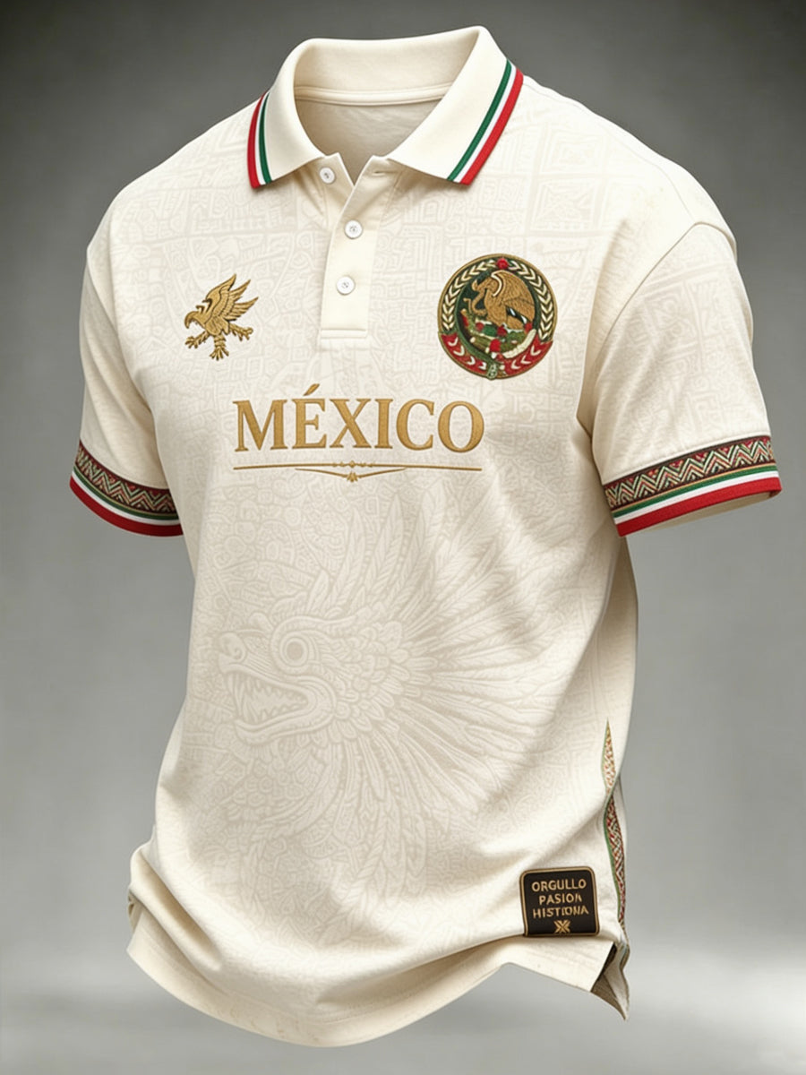 Men’s Mexican Independence Day Printed Casual Short-Sleeve Polo Shirt