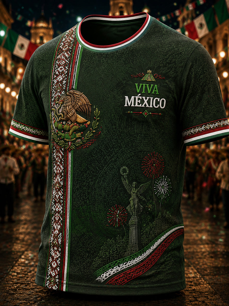 Men’s Mexican Independence Day Printed Casual Short-Sleeve T-Shirt