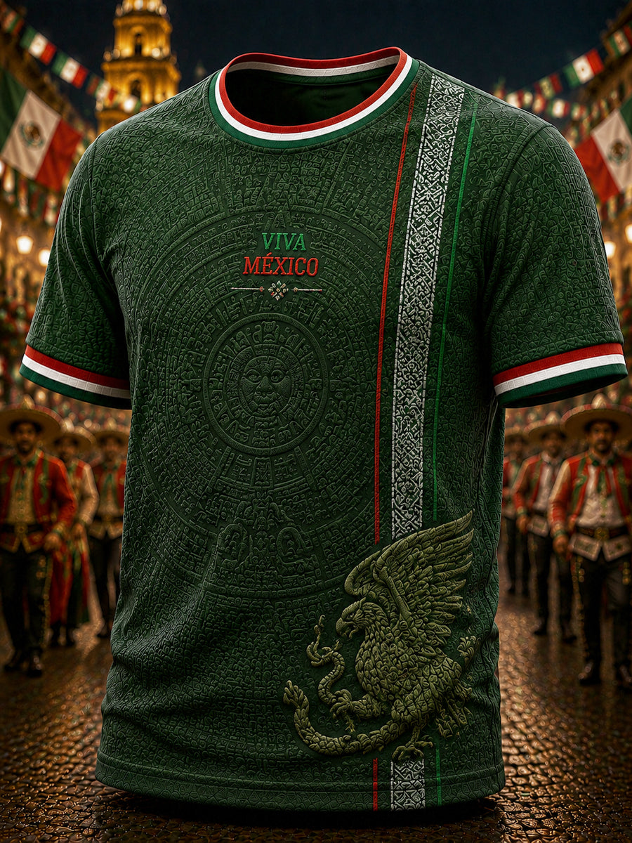 Men’s Mexican Independence Day Printed Casual Short-Sleeve T-Shirt