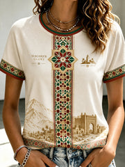 Women’s Moroccan Football Enthusiast Printed Casual Short-Sleeve T-Shirt