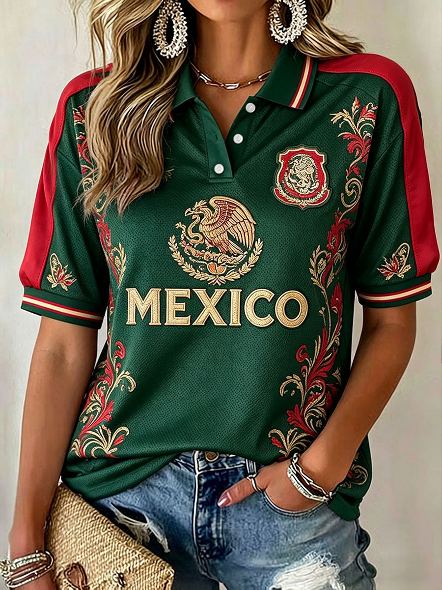 Women's Mexico Independence Day Art Printed Casual Tops