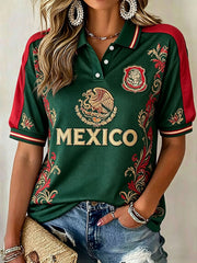 Women's Mexico Independence Day Art Printed Casual Tops