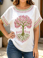 Women's Fashion Pink Breast Cancer Awareness Printed T-Shirt