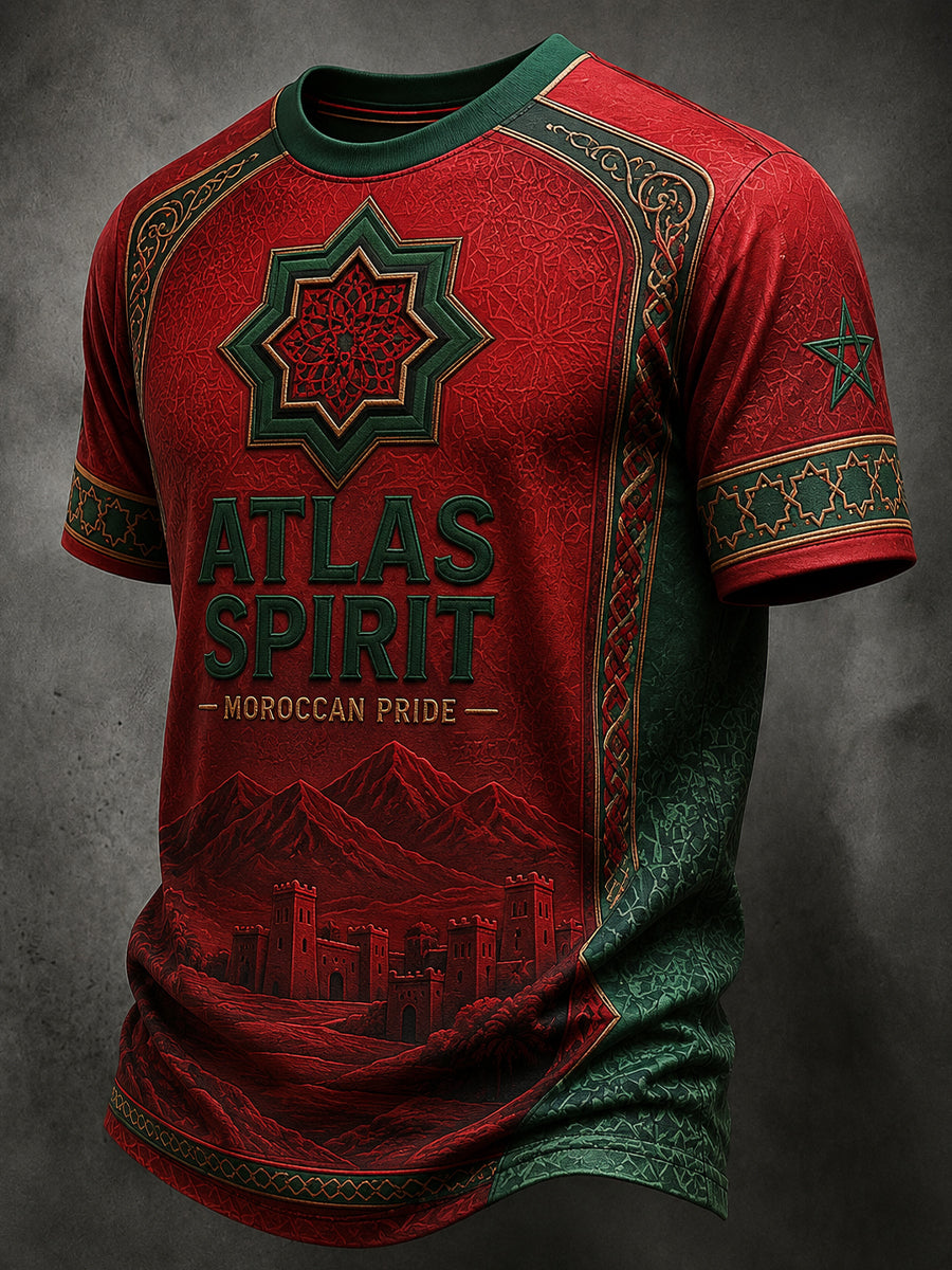 Men’s Morocco Football Enthusiast Printed Casual  T-Shirt