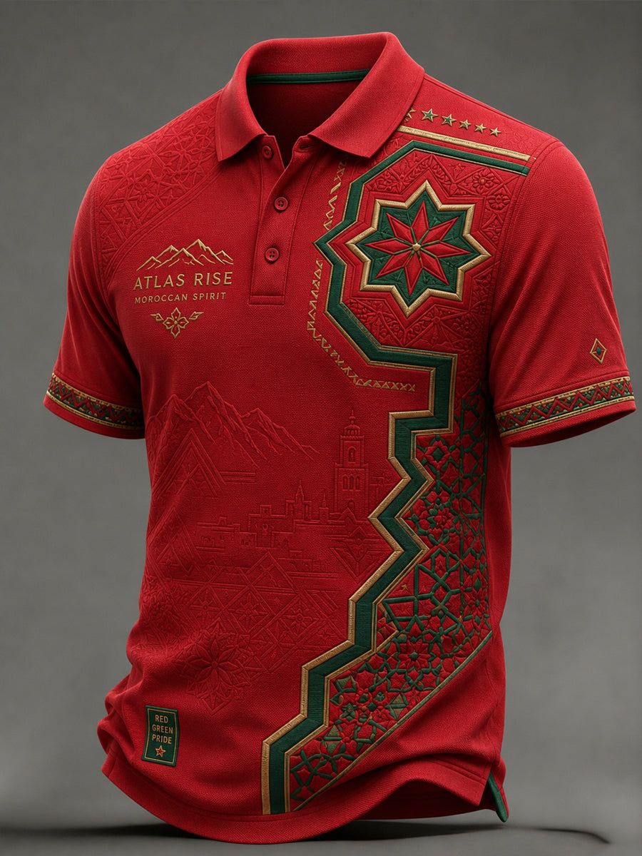 Men’s Morocco Football Enthusiast Printed Casual Polo Shirt