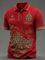 Men’s Morocco Football Enthusiast Printed Casual Polo Shirt