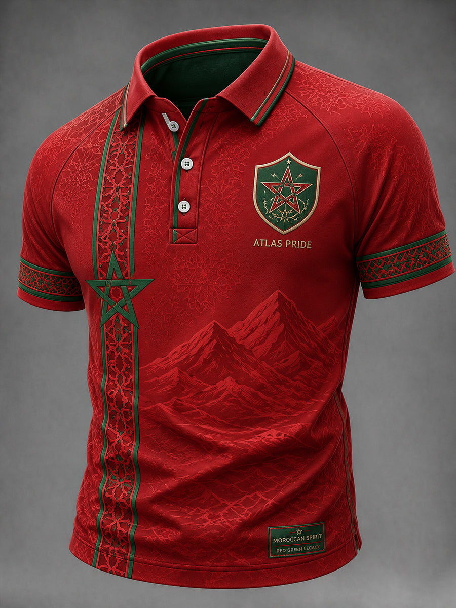 Men’s Morocco Football Enthusiast Printed Casual Polo Shirt