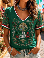 Women’s Mexico Independence Day Print Casual Short-Sleeve T-Shirt