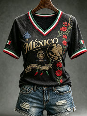 Women’s Mexico Independence Day Print Casual Short-Sleeve T-Shirt