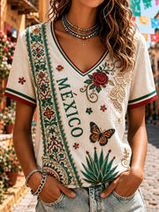 Women’s Mexico Independence Day Print Casual Short-Sleeve T-Shirt