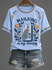 Women's Mahjong Print Casual T-Shirt