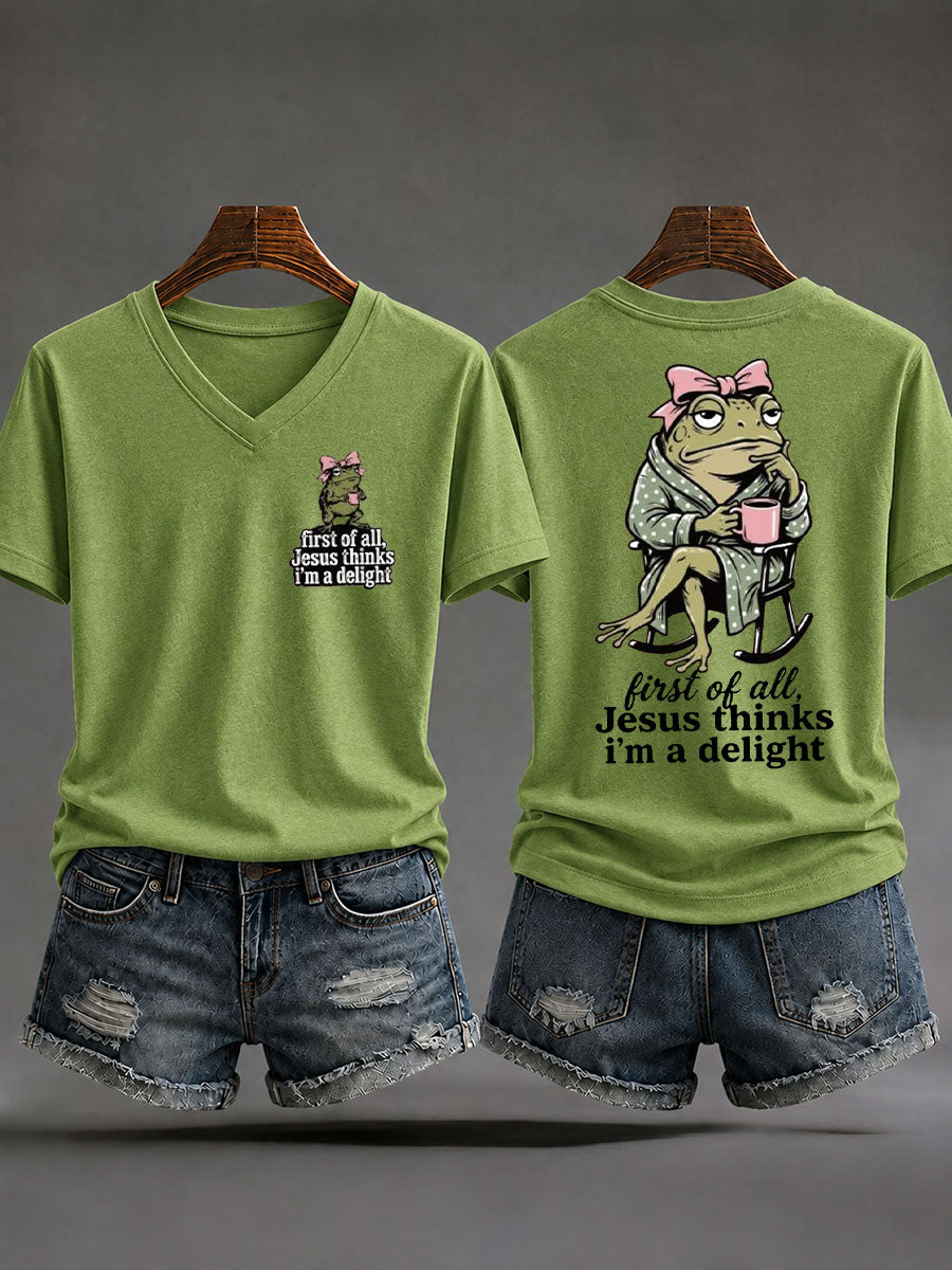 Women's 'Jesus Thinks I'm A Delight' Printed Casual T-Shirt