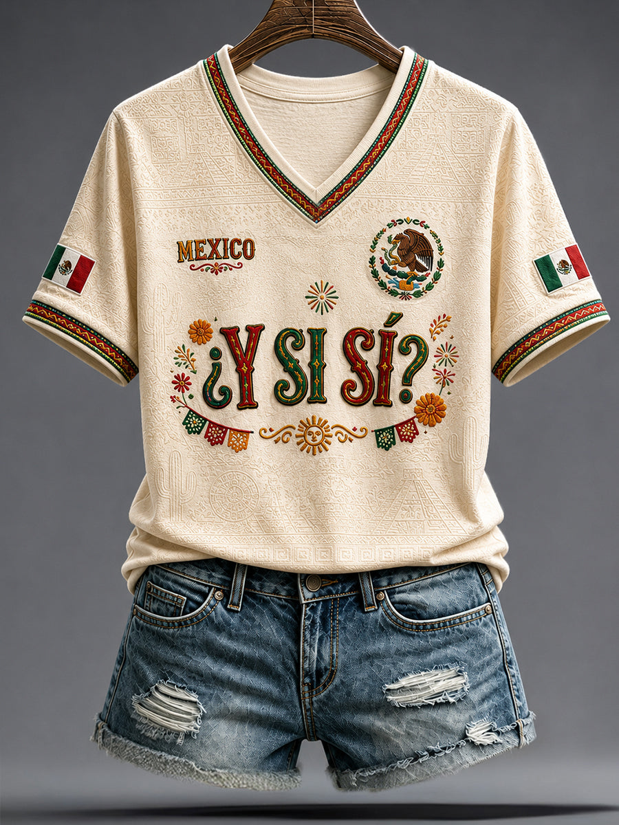 Women's Mexico Independence Day ¿Y si sí? Art Printed T-shirt