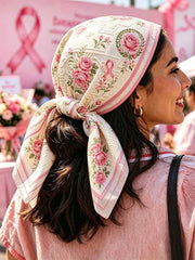 Women's Fashionable Breast Cancer Support Printed Headscarf