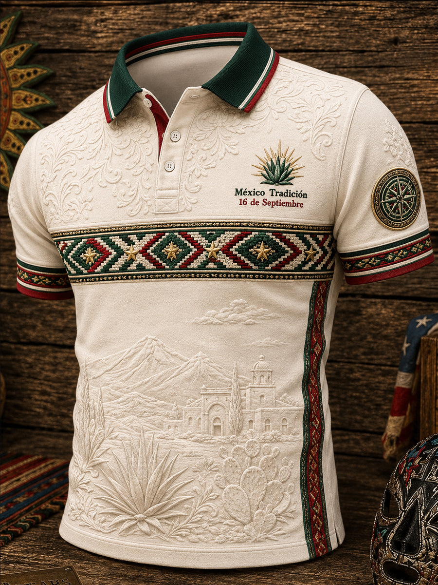 Men’s Mexican Independence Day Printed Casual Short-Sleeve Polo Shirt