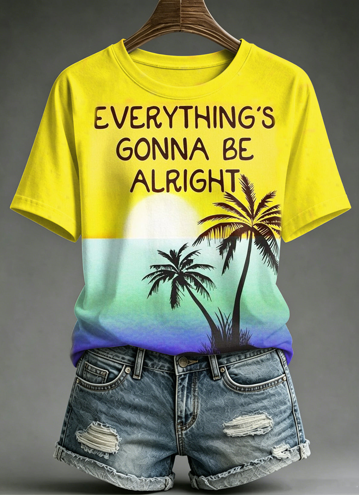 Women's Vacation Retirement Printed Vintage Fashion Loose Short Sleeve T-Shirt