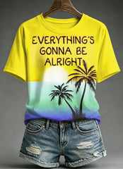 Women's Vacation Retirement Printed Vintage Fashion Loose Short Sleeve T-Shirt