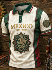 Men’s Mexico Independence Day Printed Casual Short-Sleeve Polo Shirt