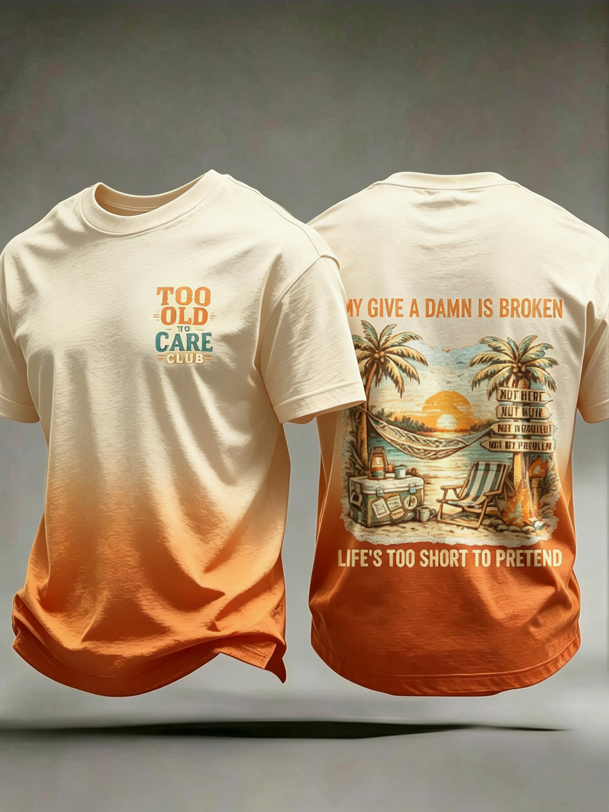 Men's Old Guys Surf Club Printed Vintage Fashion Loose Short Sleeve T-Shirt
